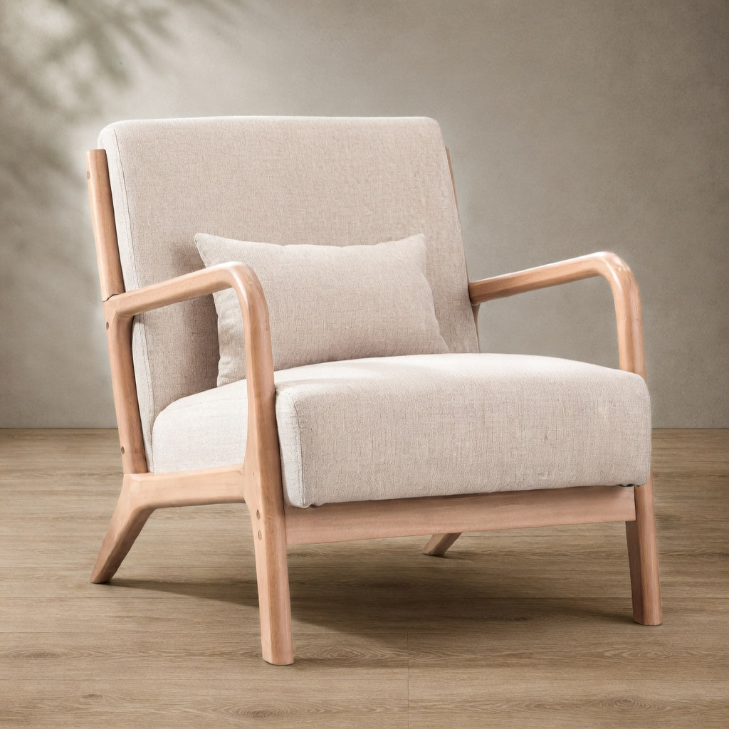 Mid-Century Modern Accent Chair — Upholstered with Solid Wood Frame | Ashnook