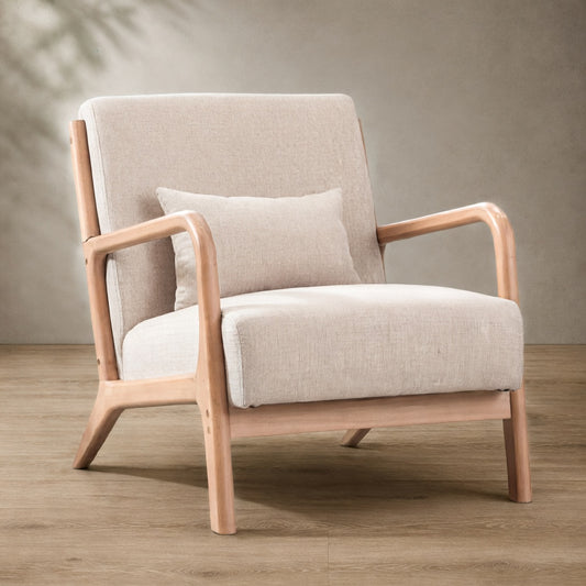 Mid-Century Modern Accent Chair — Upholstered with Solid Wood Frame | Ashnook