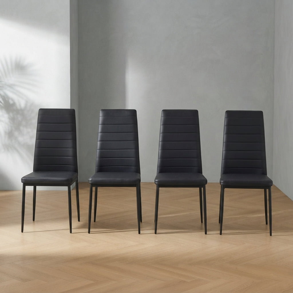 Modern Dining Chairs Set — Faux Leather High Back | Ashnook