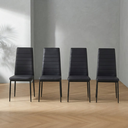 Modern Dining Chairs Set — Faux Leather High Back | Ashnook