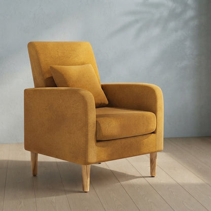 Upholstered Accent Armchair — Mid-Century Style with Wood Legs | Ashnook