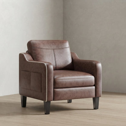 Mid-Century Modern Accent Chair — PU Leather & Removable Cushions | Ashnook