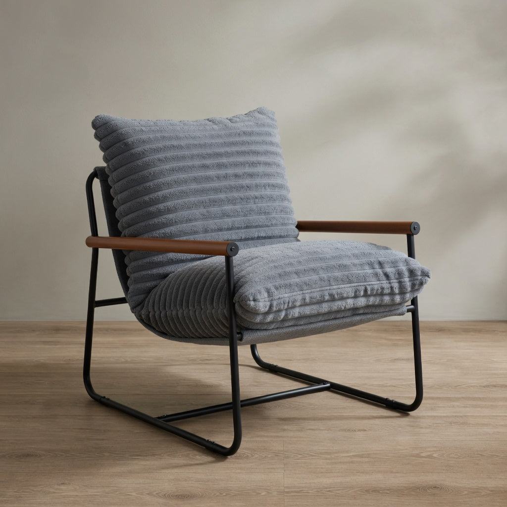 Mid-Century Modern Accent Chair — Plush Sherpa & Wood Accents | Ashnook