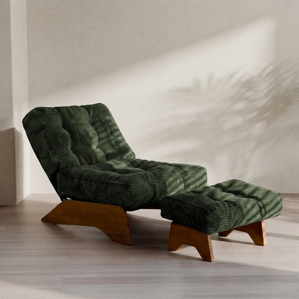 Modern Tufted Accent Chair — Adjustable Backrest & Ottoman | Ashnook