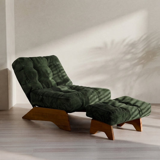 Modern Tufted Accent Chair — Adjustable Backrest & Ottoman | Ashnook