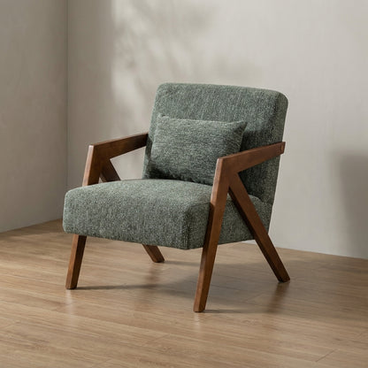 Mid-Century Modern Accent Chair — Chenille Upholstered, Solid Wood Frame | Ashnook