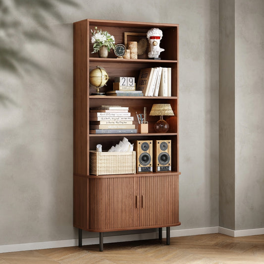 Ashnook Bookshelf — 71" Tall with Sliding Door Cabinet | Ashnook