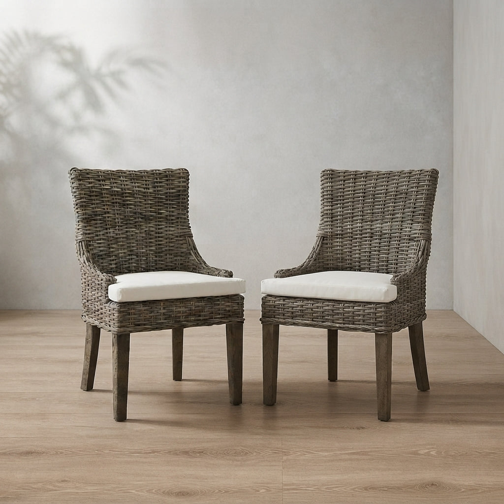 Alfresco Dining Chairs, Set of 2 — Kubu Grey Rattan | Ashnook