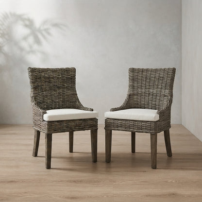 Alfresco Dining Chairs, Set of 2 — Kubu Grey Rattan | Ashnook