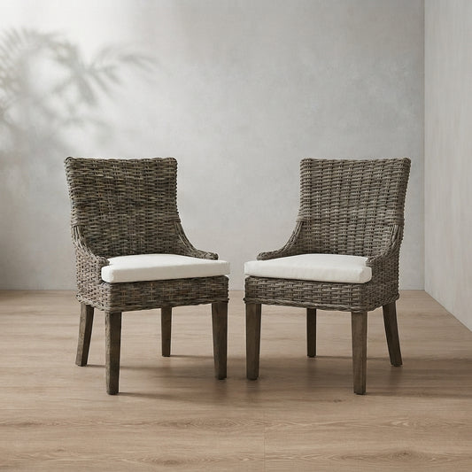 Alfresco Dining Chairs, Set of 2 — Kubu Grey Rattan | Ashnook