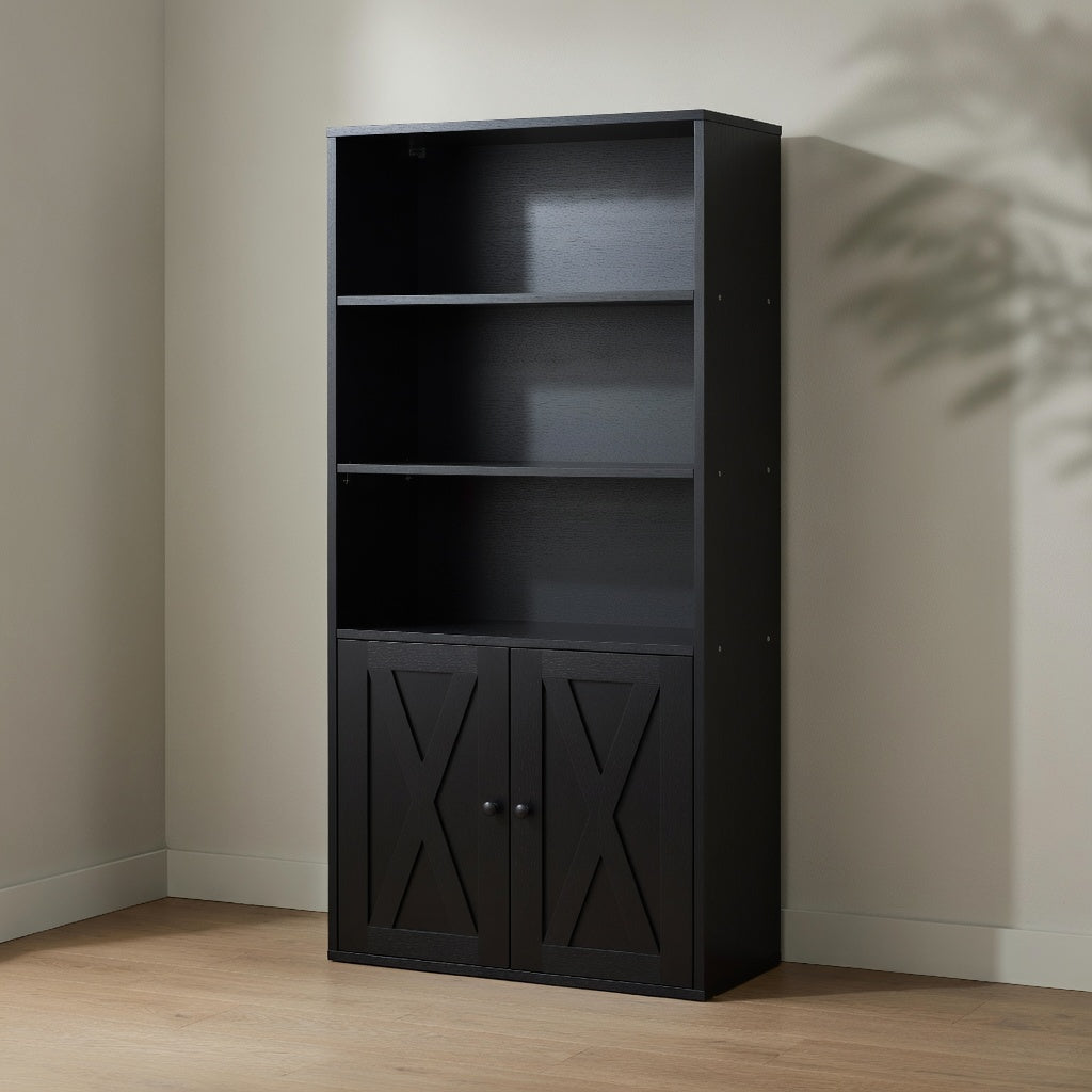 Industrial 6-Shelf Bookcase — with Storage Doors | Ashnook