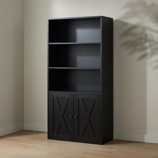 Industrial 6-Shelf Bookcase — with Storage Doors | Ashnook