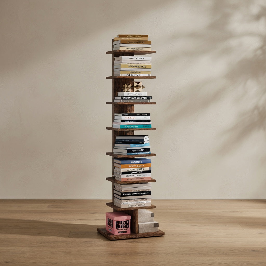 Spine Book Tower — Narrow Vertical Bookcase | Ashnook