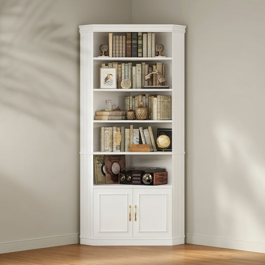 Classical Corner Bookshelf — 83" Tall with Storage | Ashnook