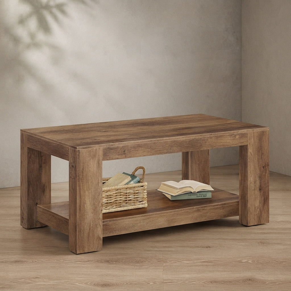 Farmhouse Coffee Table — 2-Tier Storage | Ashnook