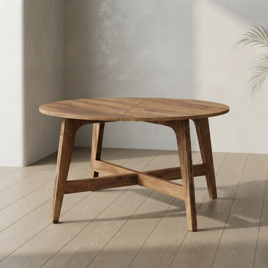 Maezo Round Coffee Table — Honey Brown Mid-Century Modern | Ashnook