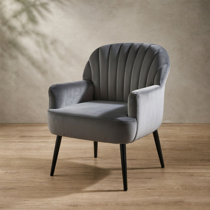 Velvet Accent Chair — Channel Tufted Shell Back | Ashnook