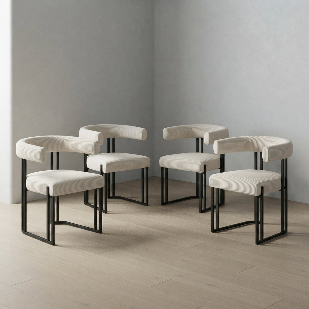 Upholstered Dining Chair — Mid-Century Modern Boucle | Ashnook