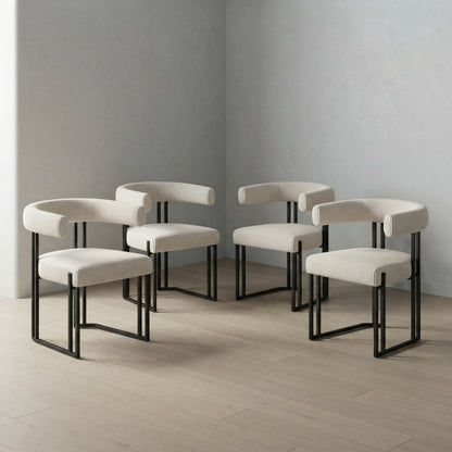 Upholstered Dining Chair — Mid-Century Modern Boucle | Ashnook