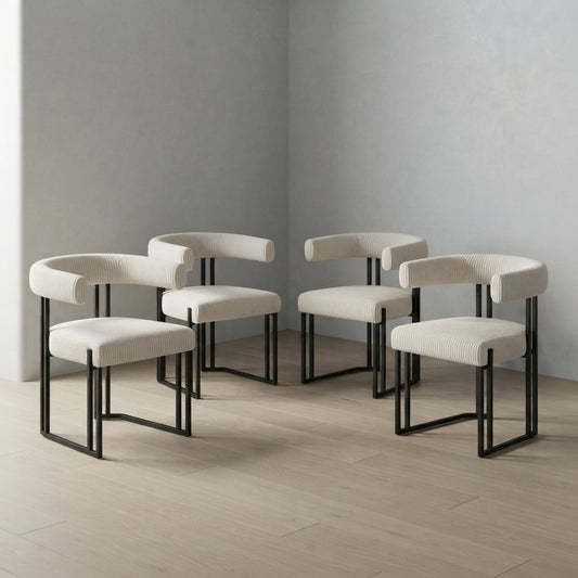 Upholstered Dining Chair — Mid-Century Modern Boucle | Ashnook