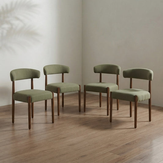 Modern Upholstered Dining Chairs — Walnut Wood Legs | Ashnook
