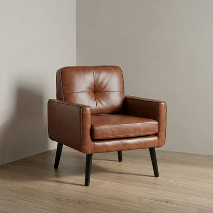 Mid-Century Armchair — Faux Leather & Solid Wood | Ashnook
