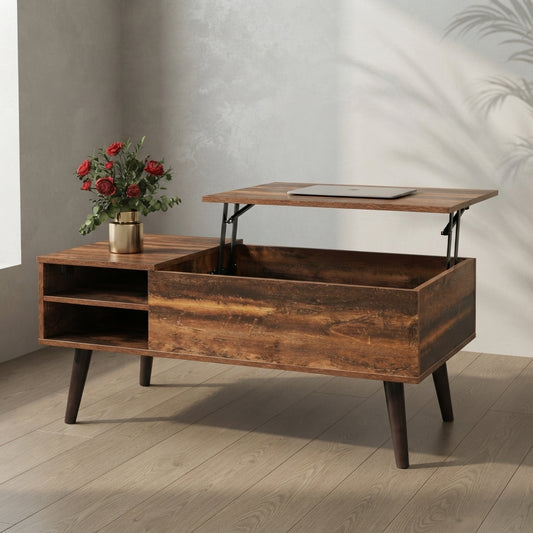 Mid-Century Modern Lift-Top Coffee Table — Hidden Storage & Versatile Function | Ashnook
