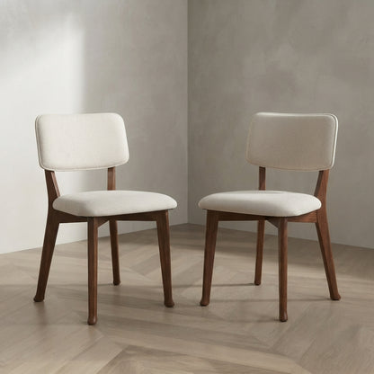 Mid-Century Modern Dining Chairs — Fabric Upholstered, Wooden Frame | Ashnook