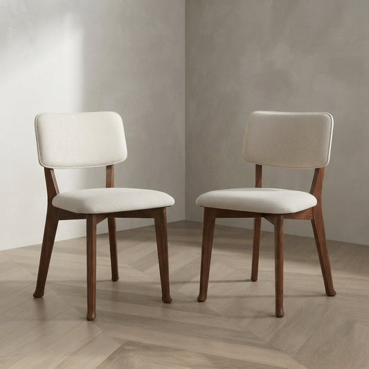 Mid-Century Modern Dining Chairs — Fabric Upholstered, Wooden Frame | Ashnook