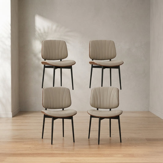 Mid-Century Dining Chairs — Walnut Bentwood & Faux Leather | Ashnook